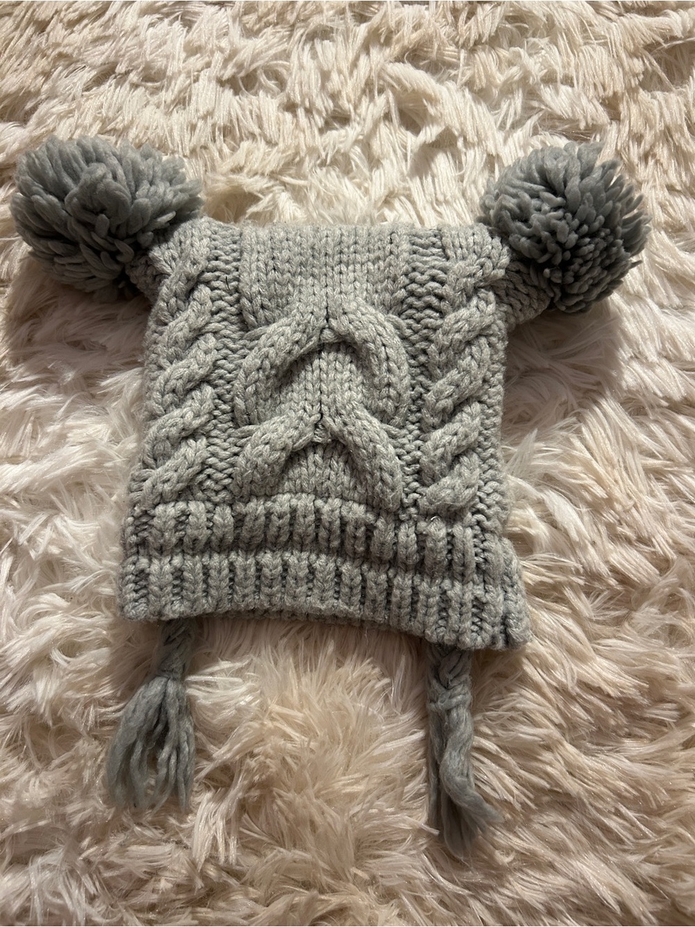 Cozy Knit Pom-Pom Hat for infants- Light Gray